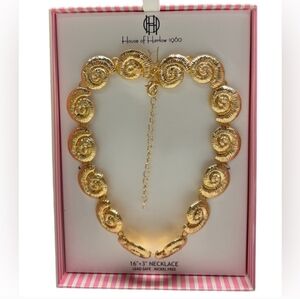 House of Harlow 1960 Sea Shell Gold Necklace Curved Eternity Beach Aloha!